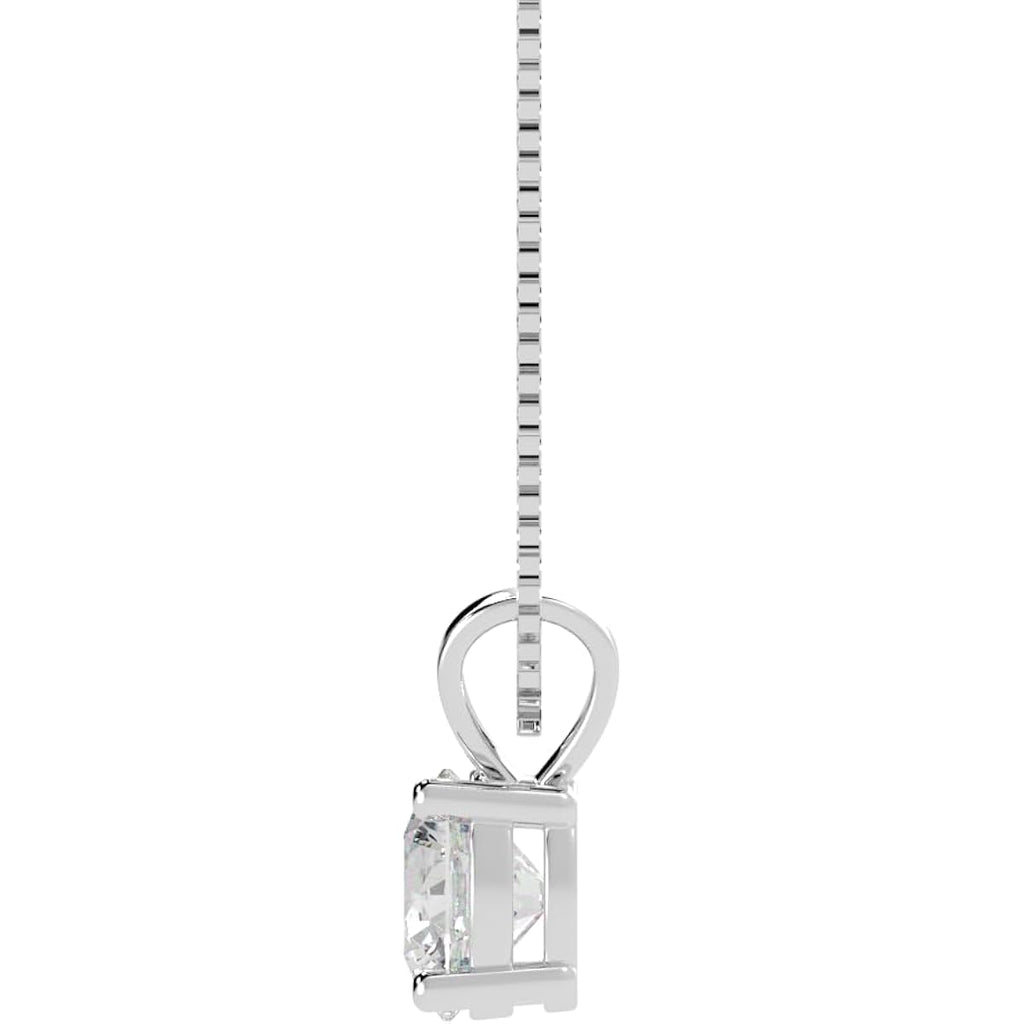 0.5 to 10 Carat 14K White Gold Lab Grown Diamond Solitaire Pendant Necklace, Round Cut Solitaire, 4-Prong Setting, Jewelry for Women (E-F, VS)