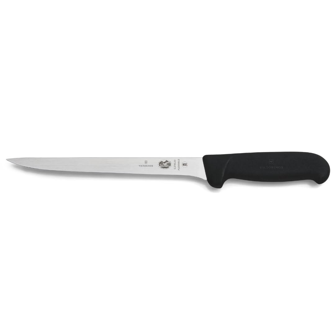 Victorinox Fibrox 8-Inch Fillet Knife, Flexible Straight Edge Blade | Professional Fish Filleting Tool Featuring A Non-Slip Black Handle And Stamped Stainless Steel Blade Construction