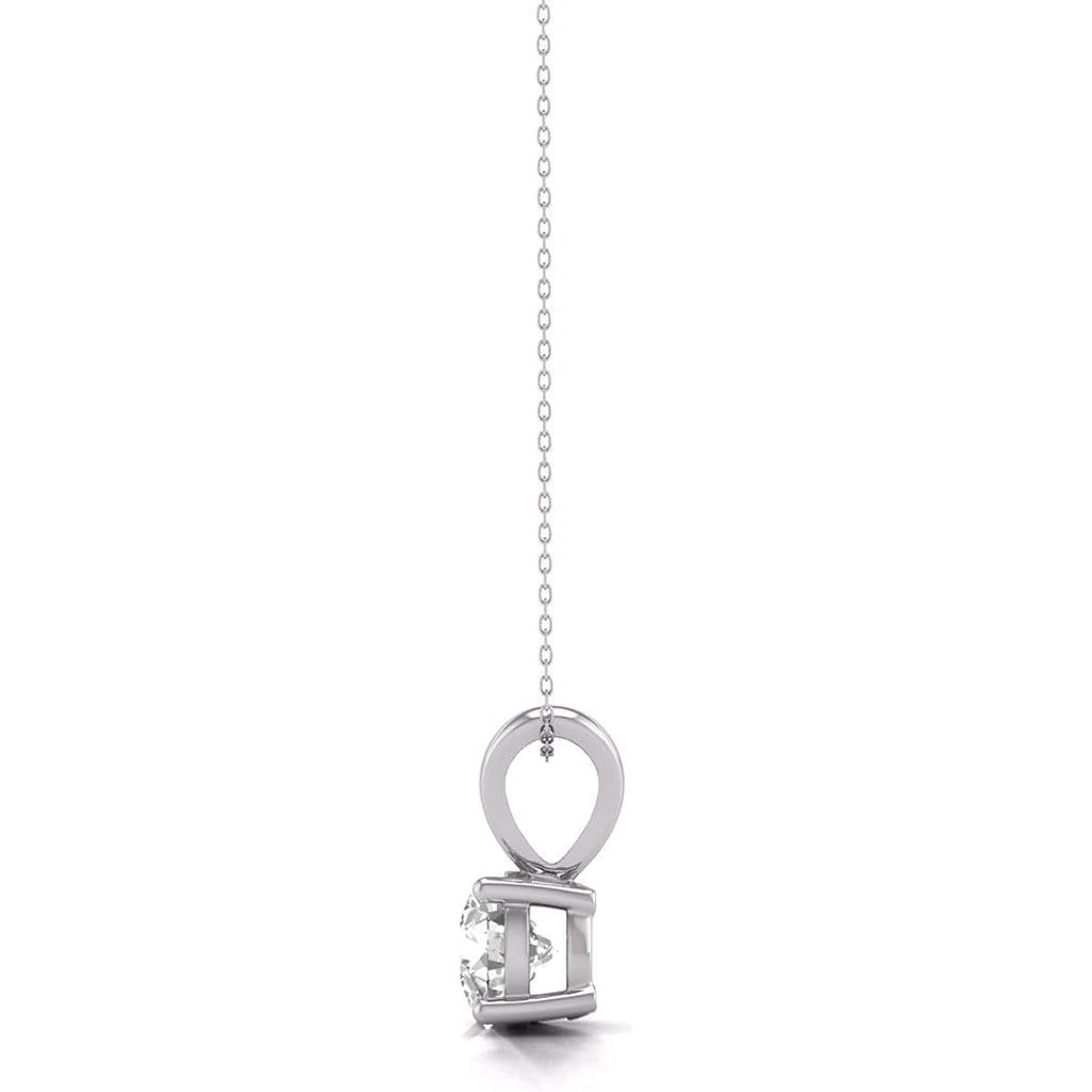 TimeLess Classics 4-Prong Set Round Cut Natural Solitaire Diamond Pendant Necklace for Women in 14K Gold - Fine Jewelry