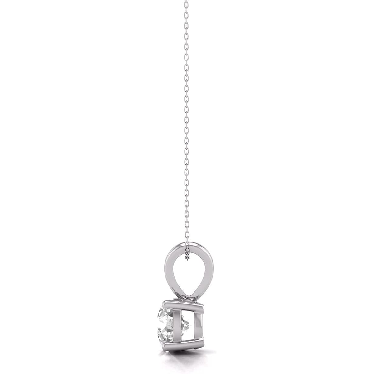 TimeLess Classics 4-Prong Set Round Cut Natural Solitaire Diamond Pendant Necklace for Women in 14K Gold - Fine Jewelry