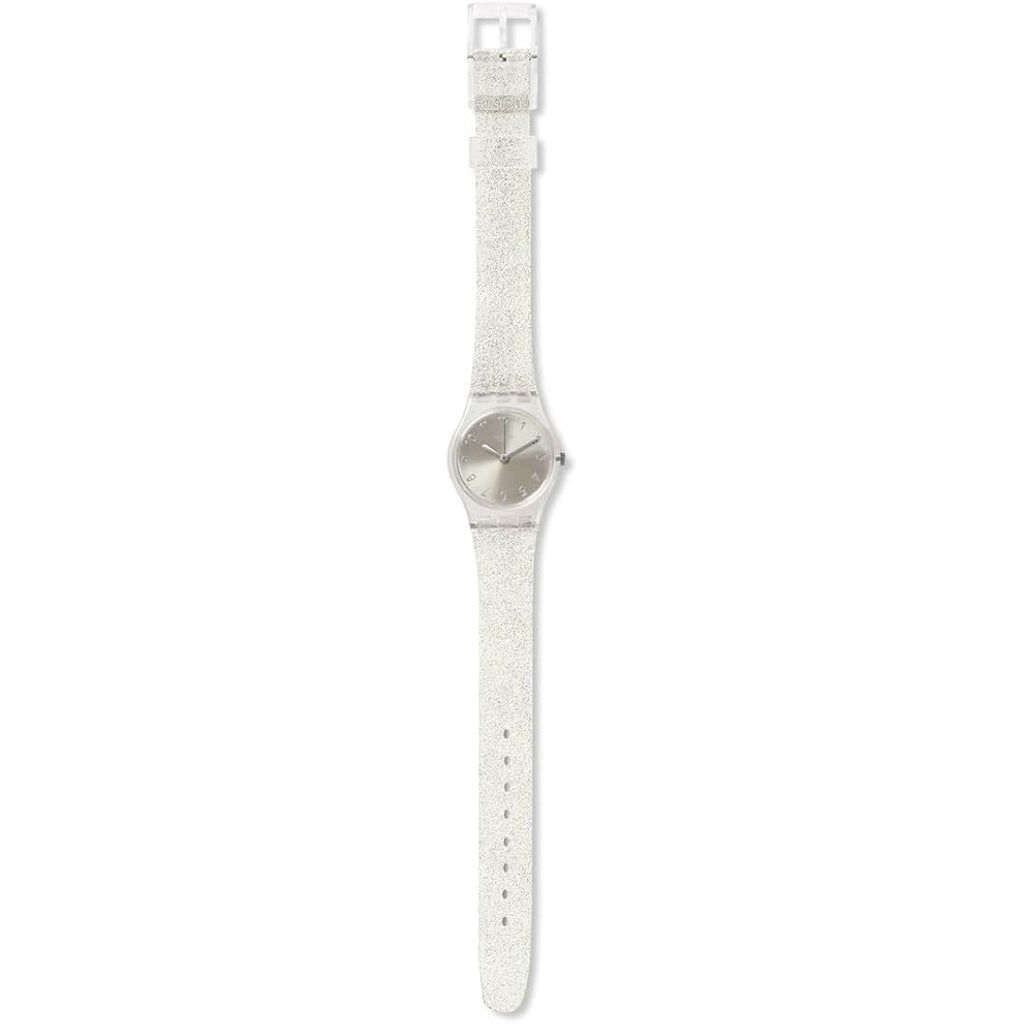 Swatch Lady Women'S Watch Casual Polymer Transparent Quartz Waterproof Silver Glistar Too