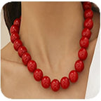 Black Red Pearl Necklace Gothic Beads Collar Choker Faux Pearl Strand Choker Boho Beads Necklace for Women