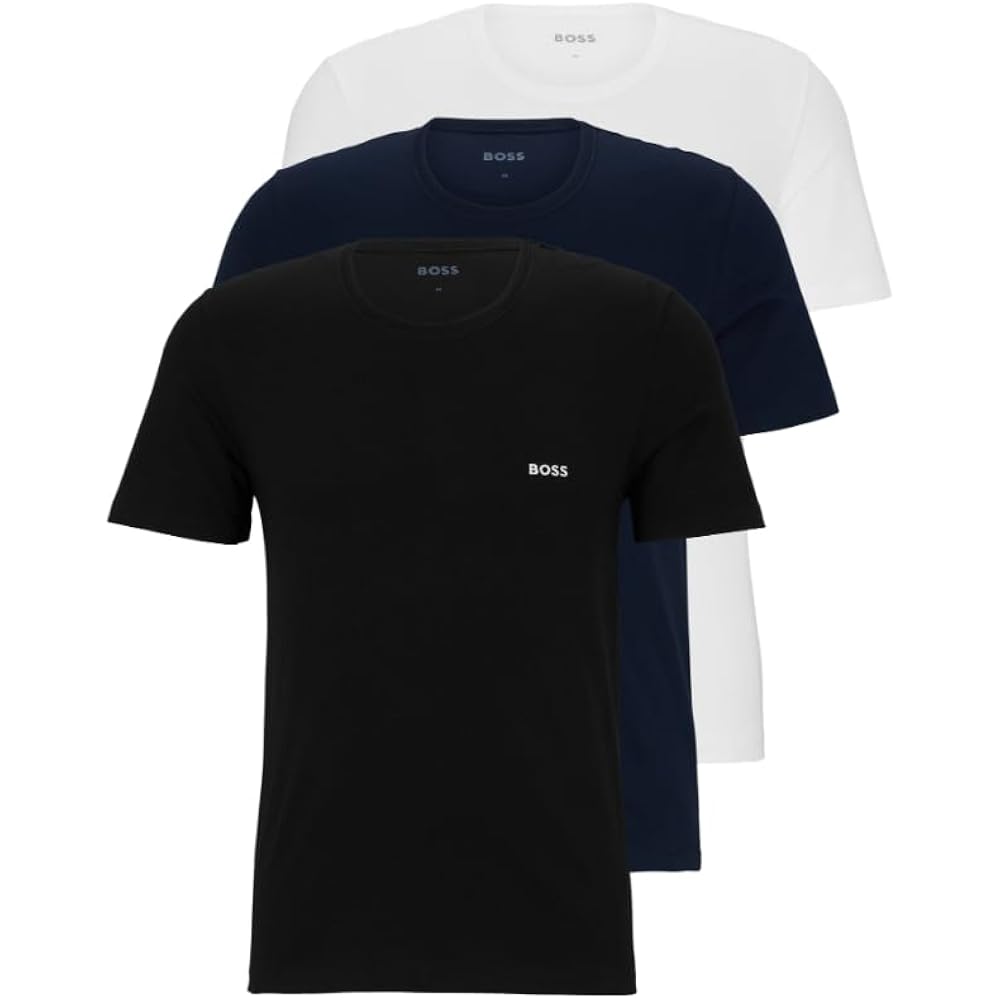 Boss Men'S Logo Embroidered Cotton Tee 3 Pack