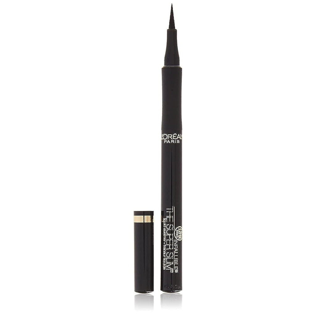 L'Oreal Paris Makeup Infallible Super Slim Long-Lasting Liquid Eyeliner, Ultra-Fine Felt Tip, Quick Drying Formula, Glides On Smoothly, Black, Pack Of 1