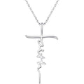 PRAYMOS Faith Cross Necklace for Women 925 Sterling Silver Pendant Necklace With Birthstone Initial Christian Religious Confirmation Baptism Mothers Day Gifts