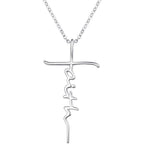 PRAYMOS Faith Cross Necklace for Women 925 Sterling Silver Pendant Necklace With Birthstone Initial Christian Religious Confirmation Baptism Mothers Day Gifts