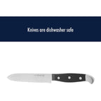 HENCKELS Statement Razor-Sharp 5-inch Serrated Utility Knife, Tomato Knife, German Engineered Informed by 100+ Years of Mastery, Black/Stainless Steel