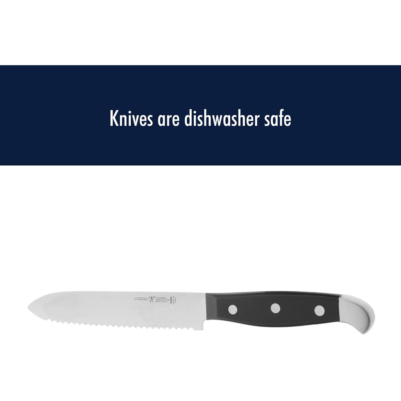 HENCKELS Statement Razor-Sharp 5-inch Serrated Utility Knife, Tomato Knife, German Engineered Informed by 100+ Years of Mastery, Black/Stainless Steel