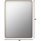 LOAAO 22”X30” Gold Bathroom Mirror, Rounded Rectangle Gold Frame Mirror, Brushed Gold Bathroom Vanity Mirror Wall-Mounted, Anti-Rust, Hangs Horizontally or Vertically