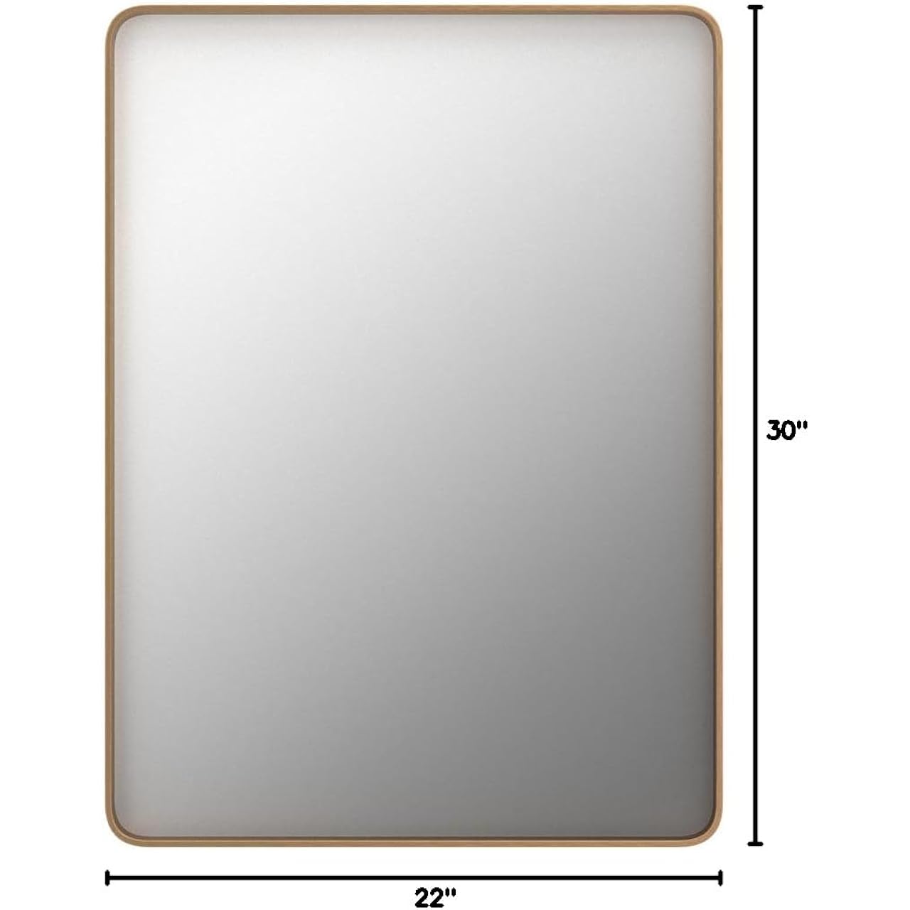 LOAAO 22”X30” Gold Bathroom Mirror, Rounded Rectangle Gold Frame Mirror, Brushed Gold Bathroom Vanity Mirror Wall-Mounted, Anti-Rust, Hangs Horizontally or Vertically