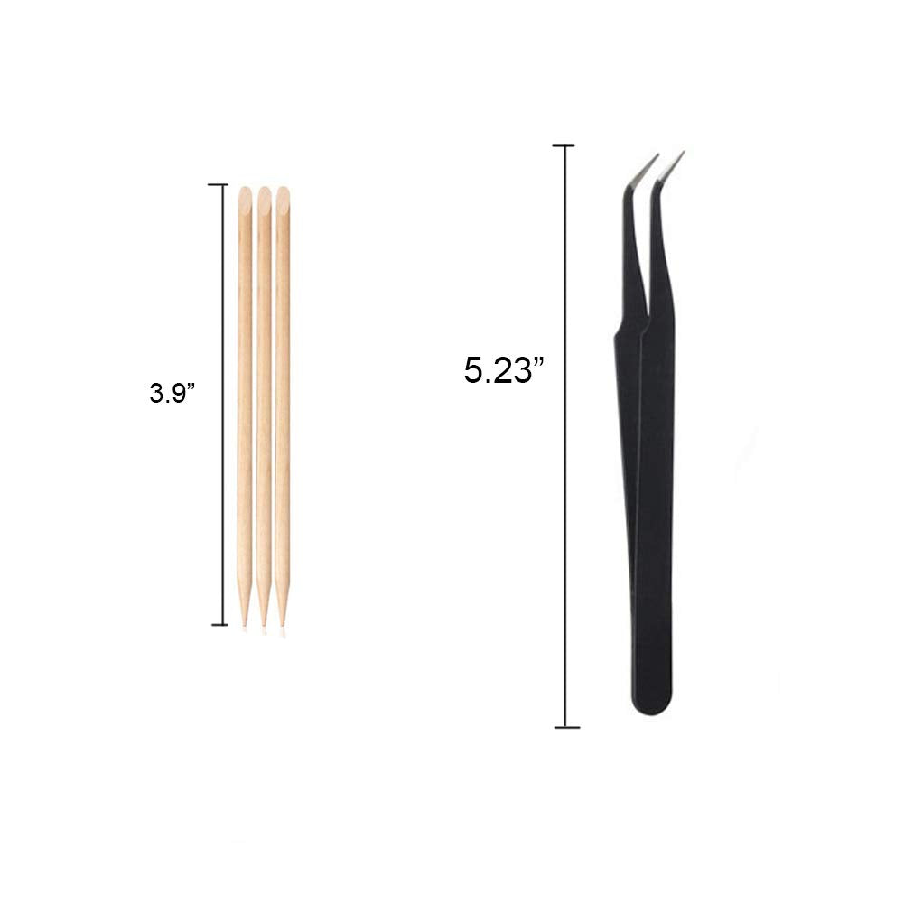 WOKOTO 30pcs White Adhesive 3d Nail Stickers Flower Nail Art Decoration Accessory With 1 Pcs Anti-Static Tweezers And 5 Pcs Wood Nail Art Stick Cuticle Pusher