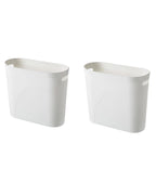 Bathroom Small Trash Can, 3 Gallon Slim Plastic, Set Of 2, White