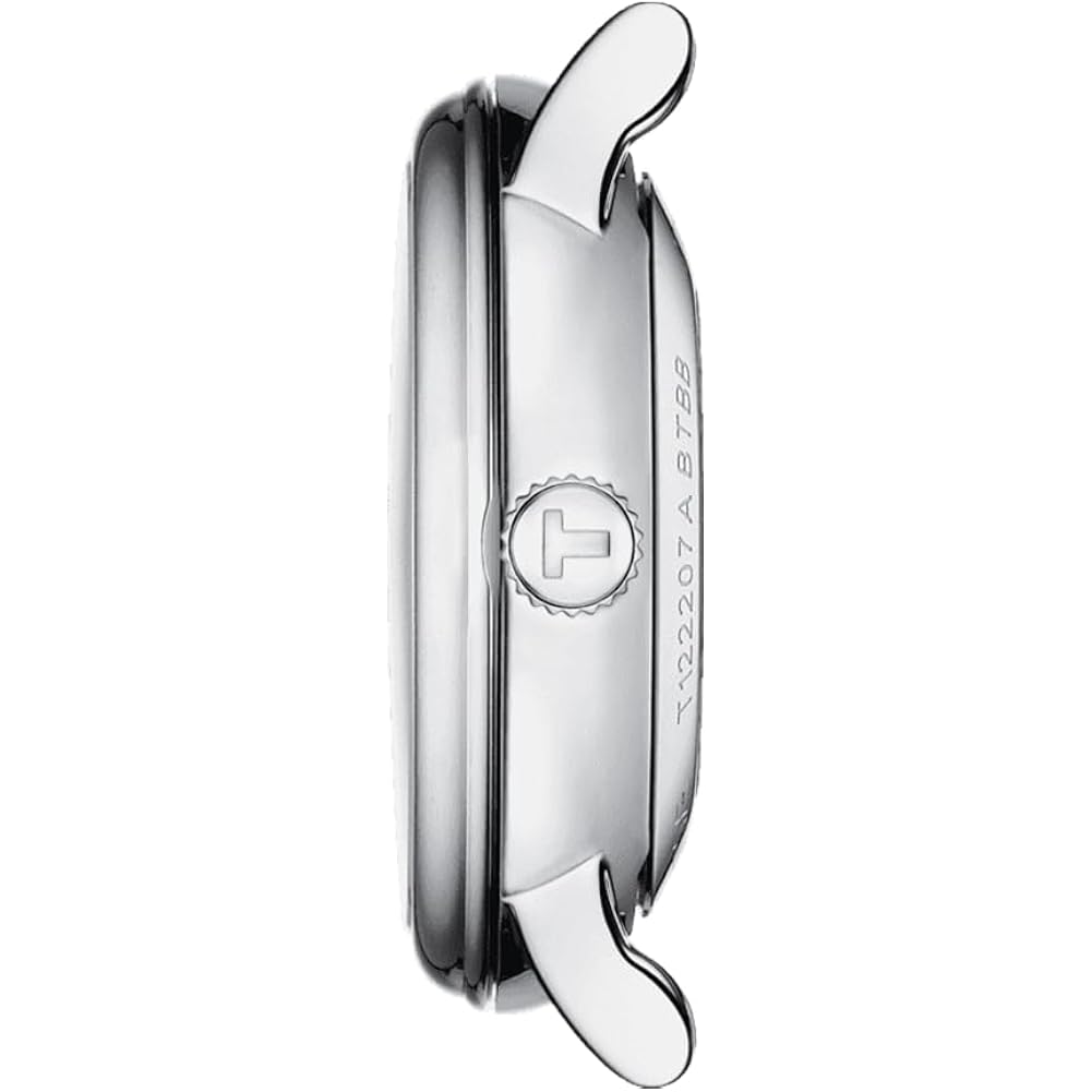 Tissot Womens Tissot Carson Premium Lady Automatic 316L Stainless Steel Case Automatic Watch, Black, Leather, 15 (T1222071603601)