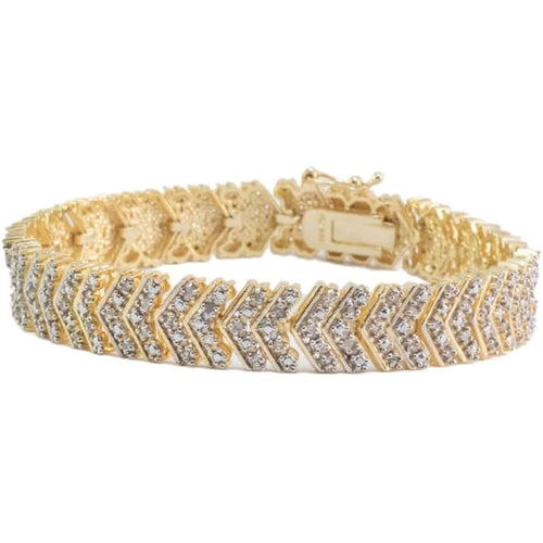 14K Gold Bracelet for Women - 2 Carat Diamond S Link Tennis Bracelet Yellow Color - Size 7 7.5 8 Inches