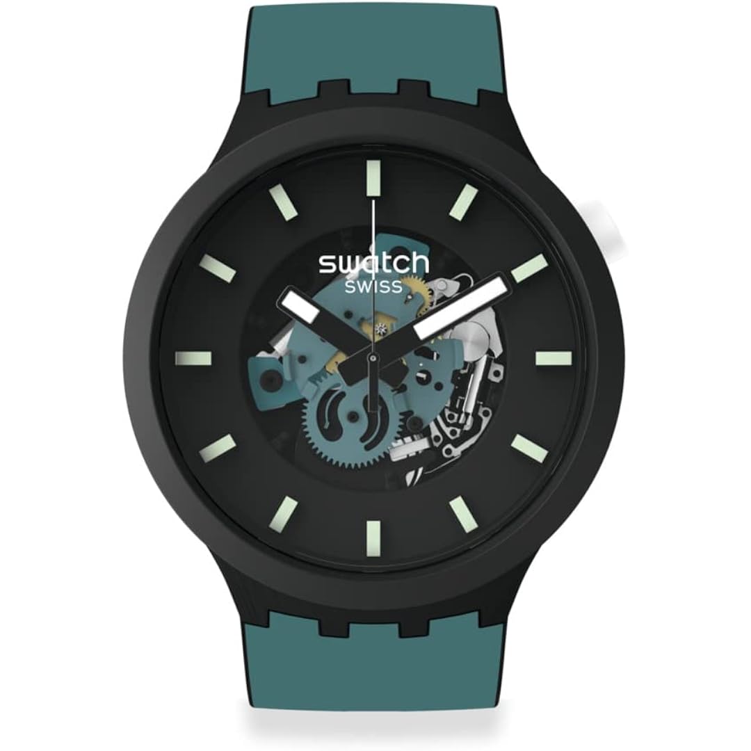 Swatch Big Bold Bioceramic Lacquered Unisex Watch Casual Polymer Black Automatic Waterproof Night Trip