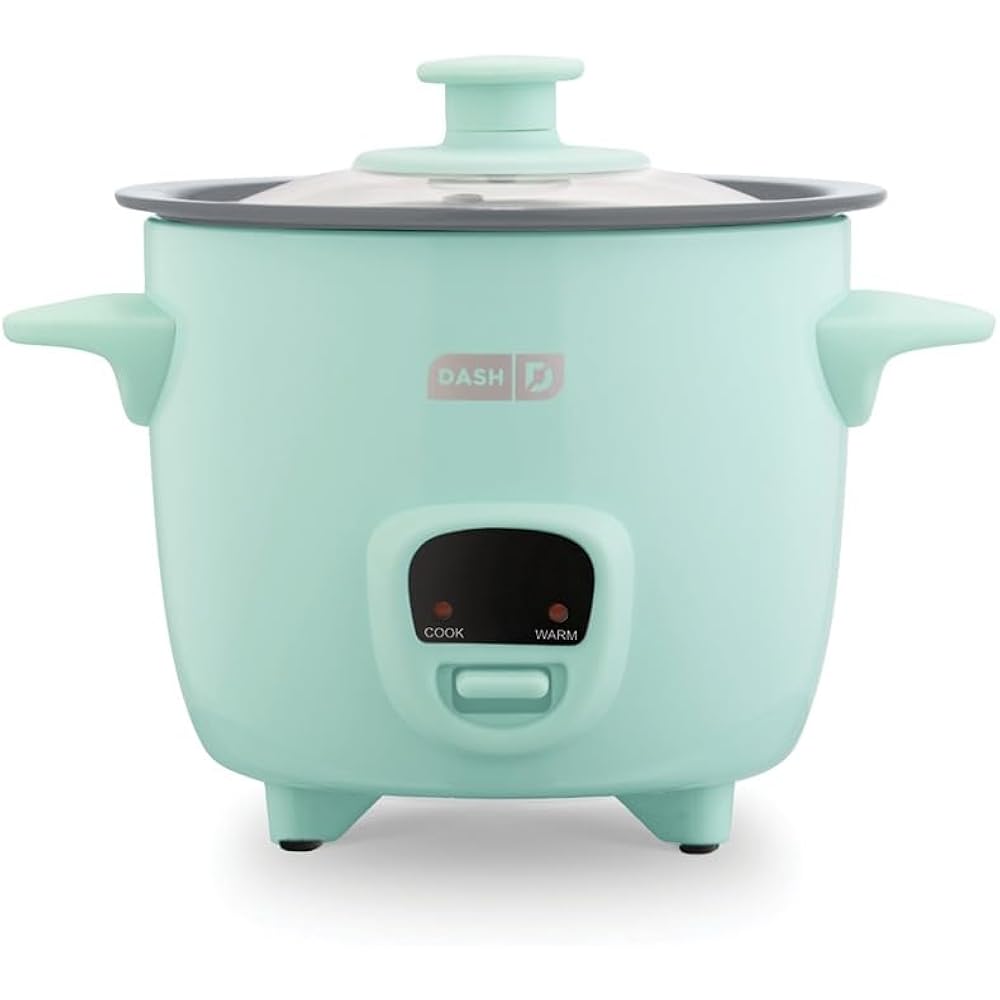Dash Mini Ceramic Rice Cooker - Designed for Single-Serve Cooking - Compact Rice Cooker with Nonstick Removable Pot, Keep Warm Function & Easy-to-Clean Sleek Design - Aqua Ceramic