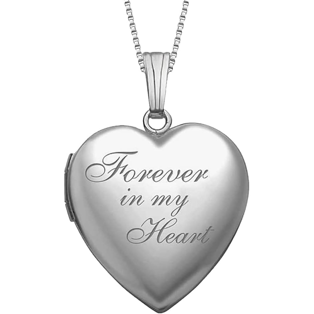 PicturesOnGold.com Forever In My Heart Locket Necklace for Women That Hold Pictures in Silver or Yellow Gold.