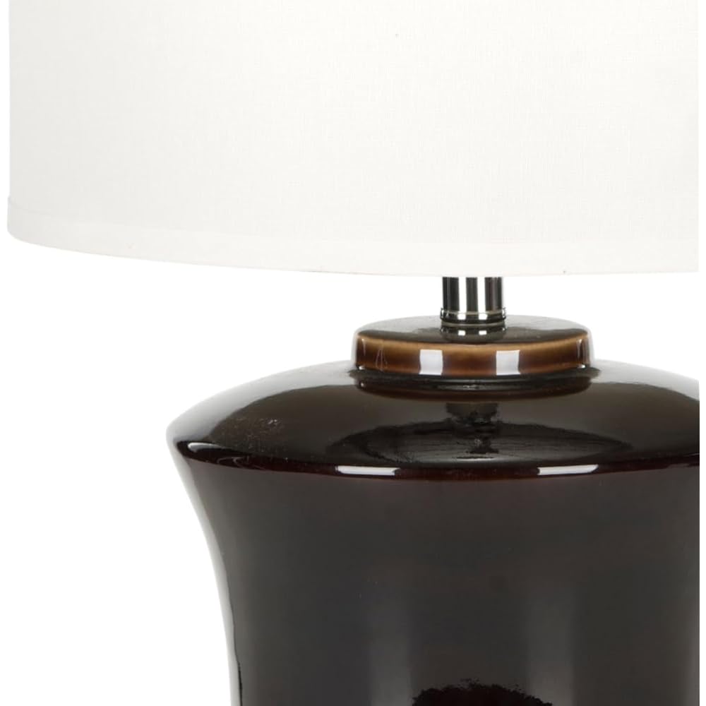 Safavieh Lighting Collection Gary Modern Dark Brown Ceramic 24-Inch Bedroom Living Room Home Office Desk Nightstand Table Lamp Set Of 2 (Led Bulbs Included)