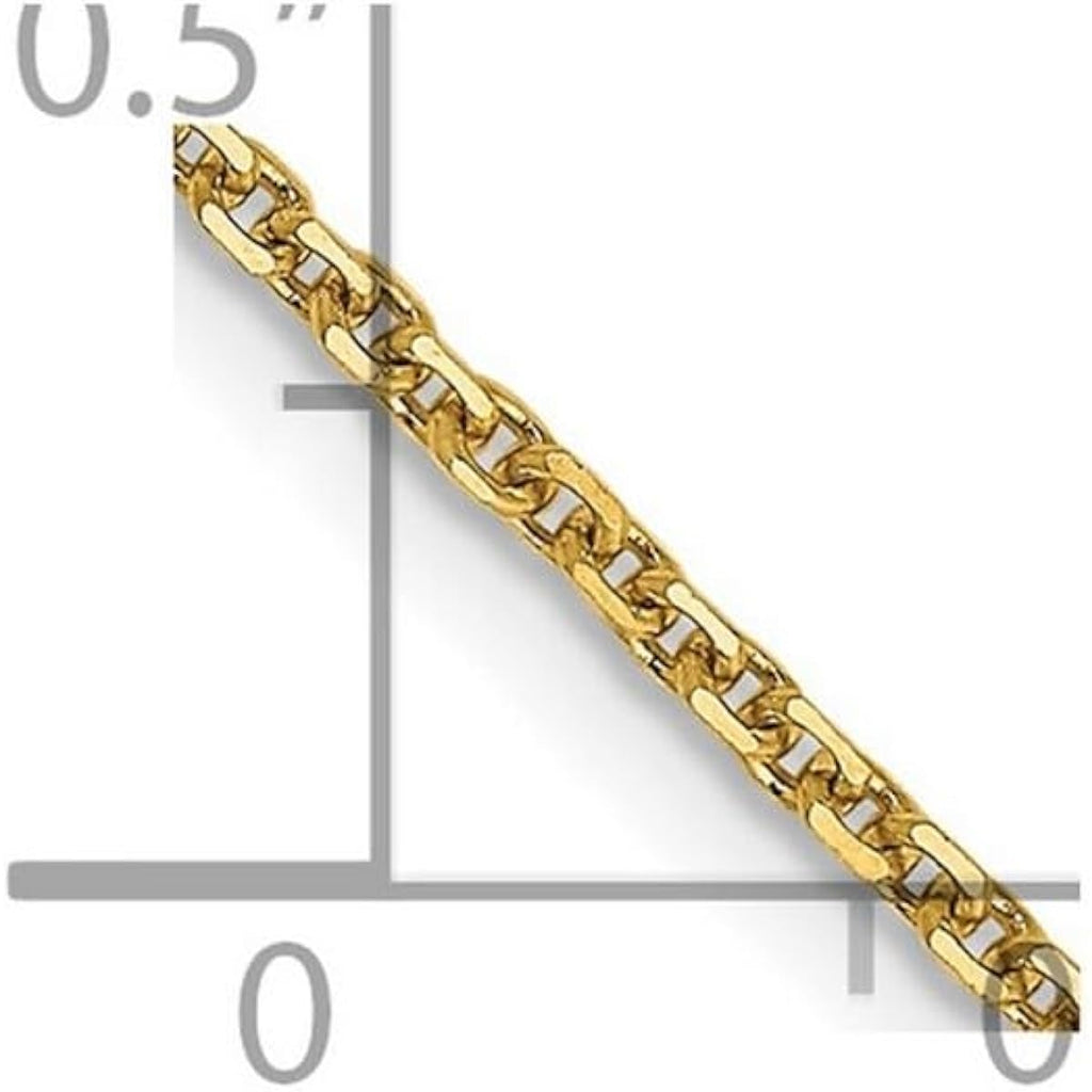 JewelryWeb 14k Yellow Gold Polished 1.3mm Solid Sparkle-Cut Cable Chain Necklace Lobster Claw Chain Necklace for Women and Men
