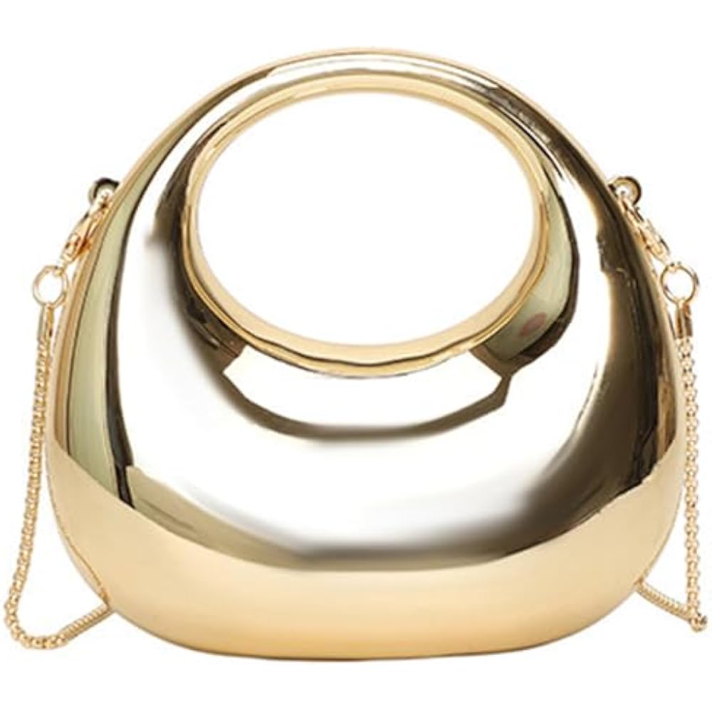 Acrylic Silver Moon Clutch Handbag With Chain | Luxury