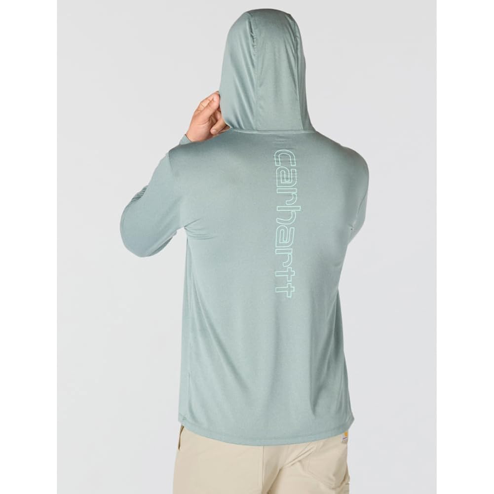 Carhartt Men'S Force Sun Defender™ Lightweight Long-Sleeve Hooded Logo Graphic T-Shirt