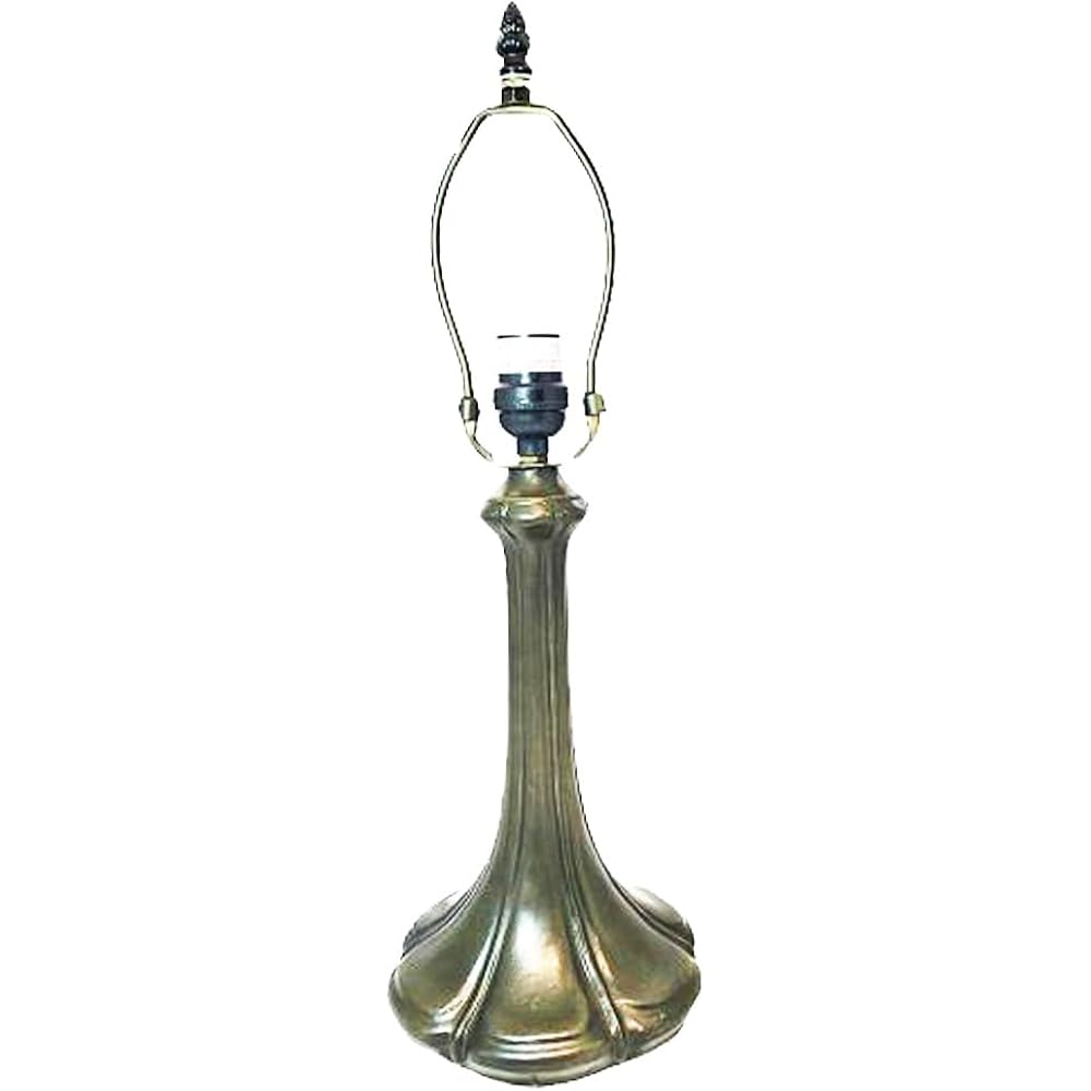 Nouveau Petal Metal Lamp Base, Dark Bronze Finish With Gold Highlights, Nicely Weighted, 17.25" Tall