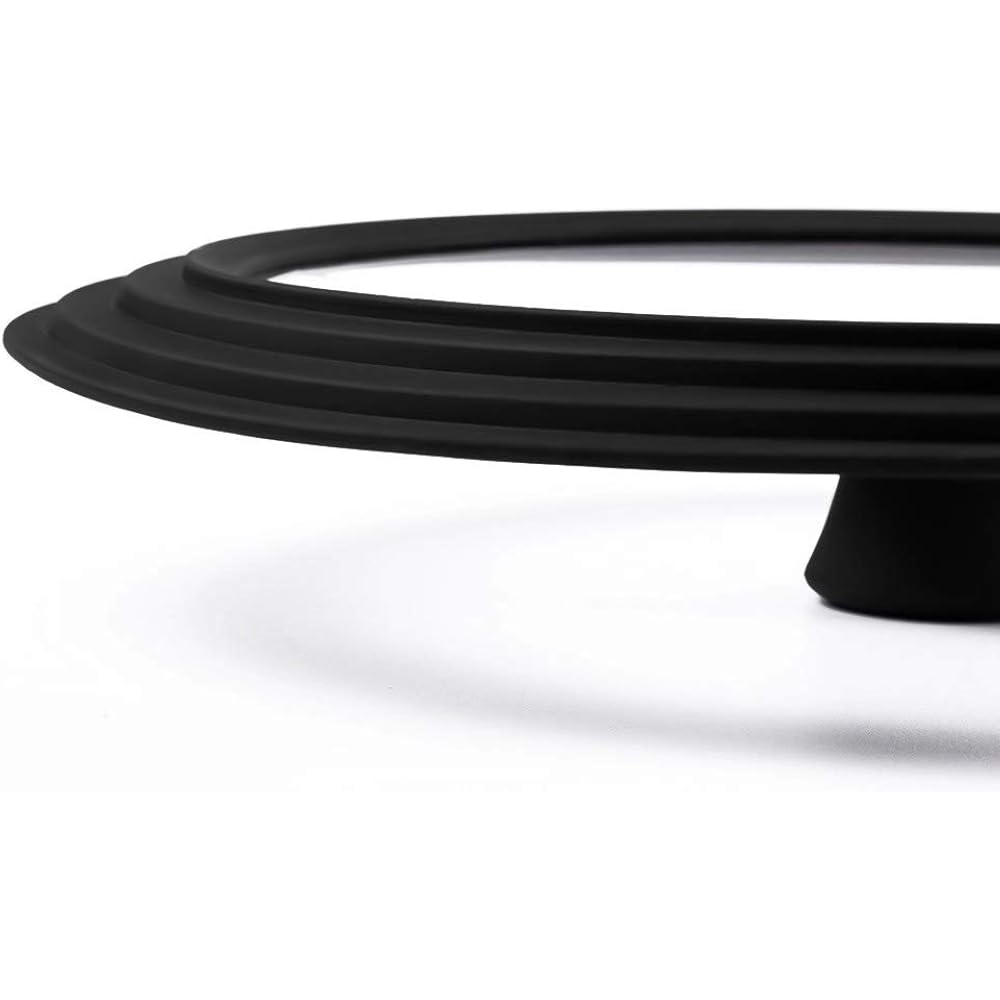 Universal Lid for Pots,Pans and Skillets - Tempered Glass with Heat Resistant Silicone Rim Fits 10.5", 11" and 12" Diameter Cookware,Black