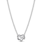 PANDORA Sparkling Infinity Heart Collier Necklace - 3 Adjustable Lengths - Stunning Jewelry for Women - Sterling Silver with Clear Cubic Zirconia - 19.7"