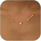 Personalized Name Necklace with Curb Chain,18K Gold Plated Handmade Personalized Necklace with Kid Name Family Choker Nameplate Necklace Mother Day Jewelry Gift for Mom
