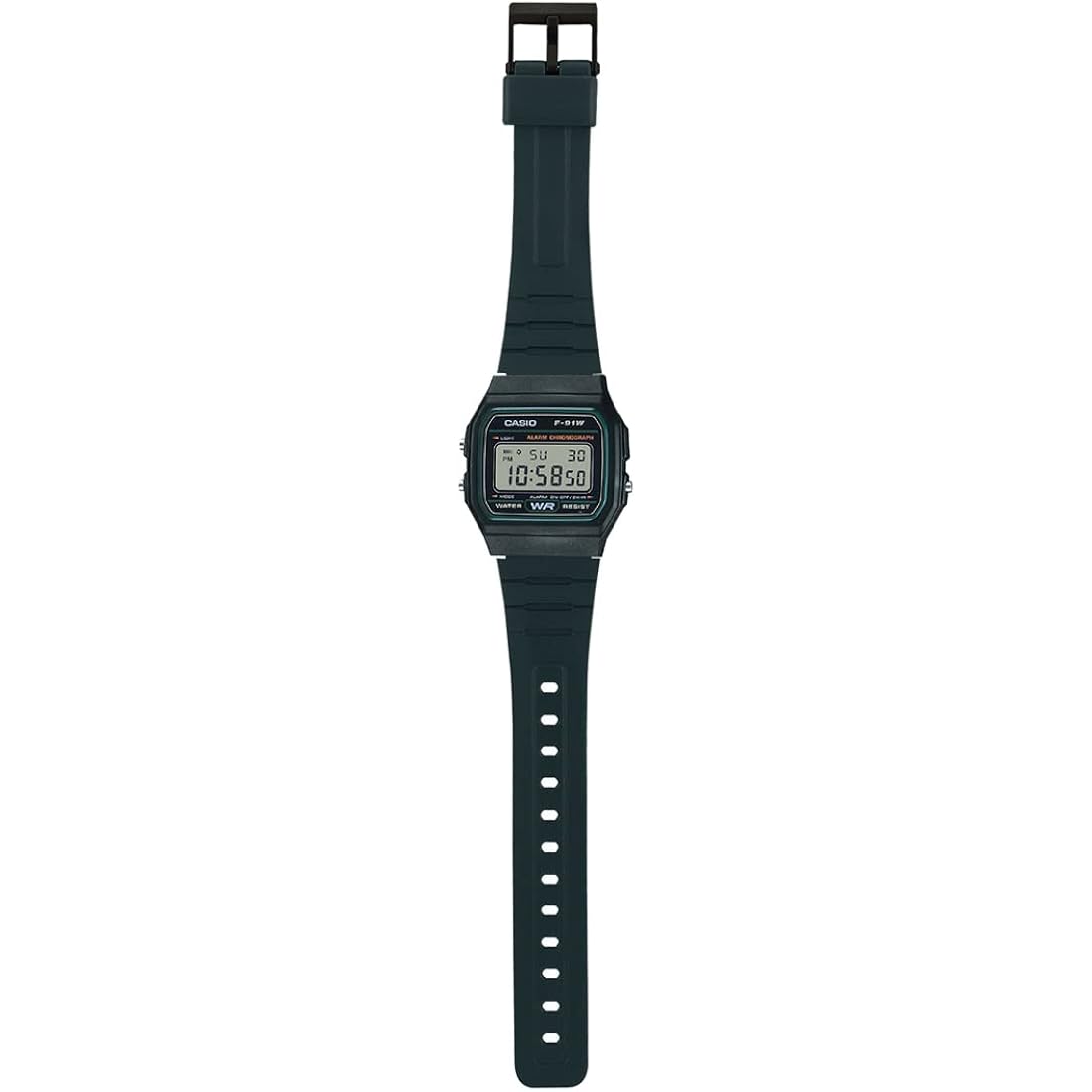 Casio F-91W-3Dg - Black Watch, Black/White, Strap