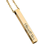 Elosh Customized Elegance 3D Vertical Bar Necklace with Engraved Name Pendant Personalized with your text Custom made