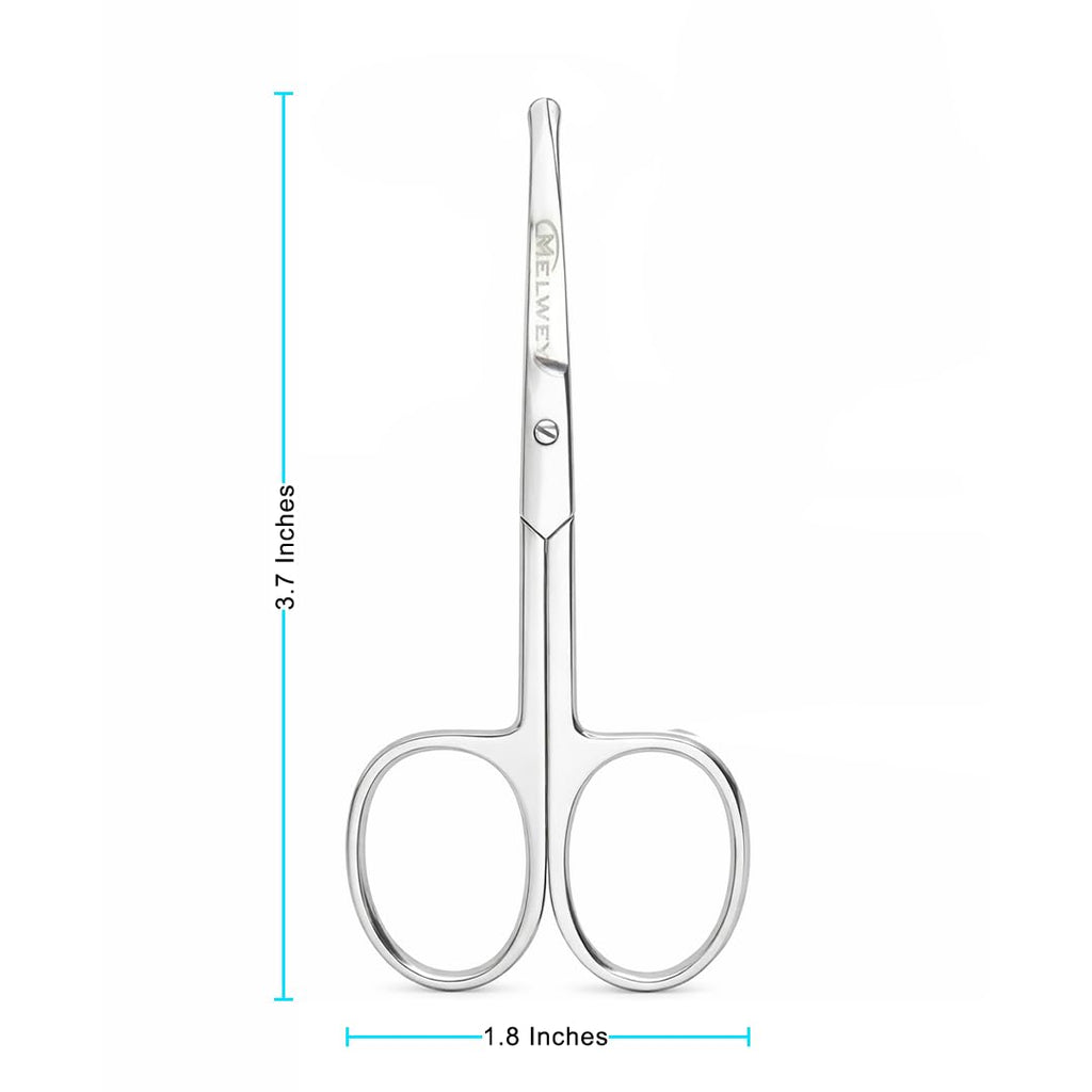 Rounded Stainless Steel Small Facial Hair Scissors, 3.7 Inches - Rounded Tip Scissors for Nose Hair, Mustache, Beard, Eyebrows, Eyelashes & Baby Nails