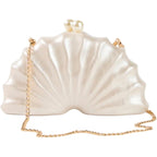 Women Acrylic Shell Shaped Clutch Luxury Marble Acrylic Evening Handbag Unique Chain Shoulder Bag Wedding Party Purses