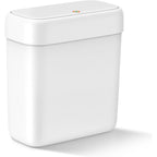 MOPALL Small Bathroom Trash Can with Lid, 2.6 Gallons / 10 L Slim Plastic Garbage Bin with Pop-Up Lid, Mini Waste Basket Can Dog Proof for Kitchen, Bedroom, Office, Laundry, Toilet, Rv, White