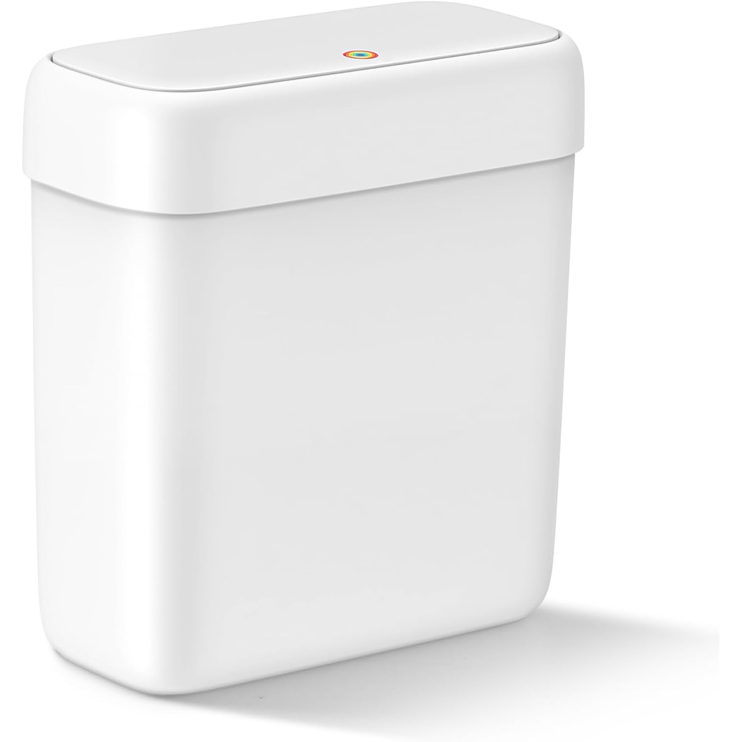 MOPALL Small Bathroom Trash Can with Lid, 2.6 Gallons / 10 L Slim Plastic Garbage Bin with Pop-Up Lid, Mini Waste Basket Can Dog Proof for Kitchen, Bedroom, Office, Laundry, Toilet, Rv, White