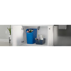 Rubbermaid Undercounter Small Trash Can, 2 Pack Blue And Black For Recycling/Waste, 9.4-Gallon, Fits Under Sink/Desk/Cabinet For Use In Kitchen/Bathroom/Office