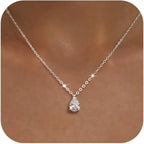 Gold Necklace for Women 14K Gold Plated Dainty Pendant Chain Puffy Heart Italian Horn Radiant Sun Compass CZ Teardrop Bow Charm Trendy Jewelry Gift