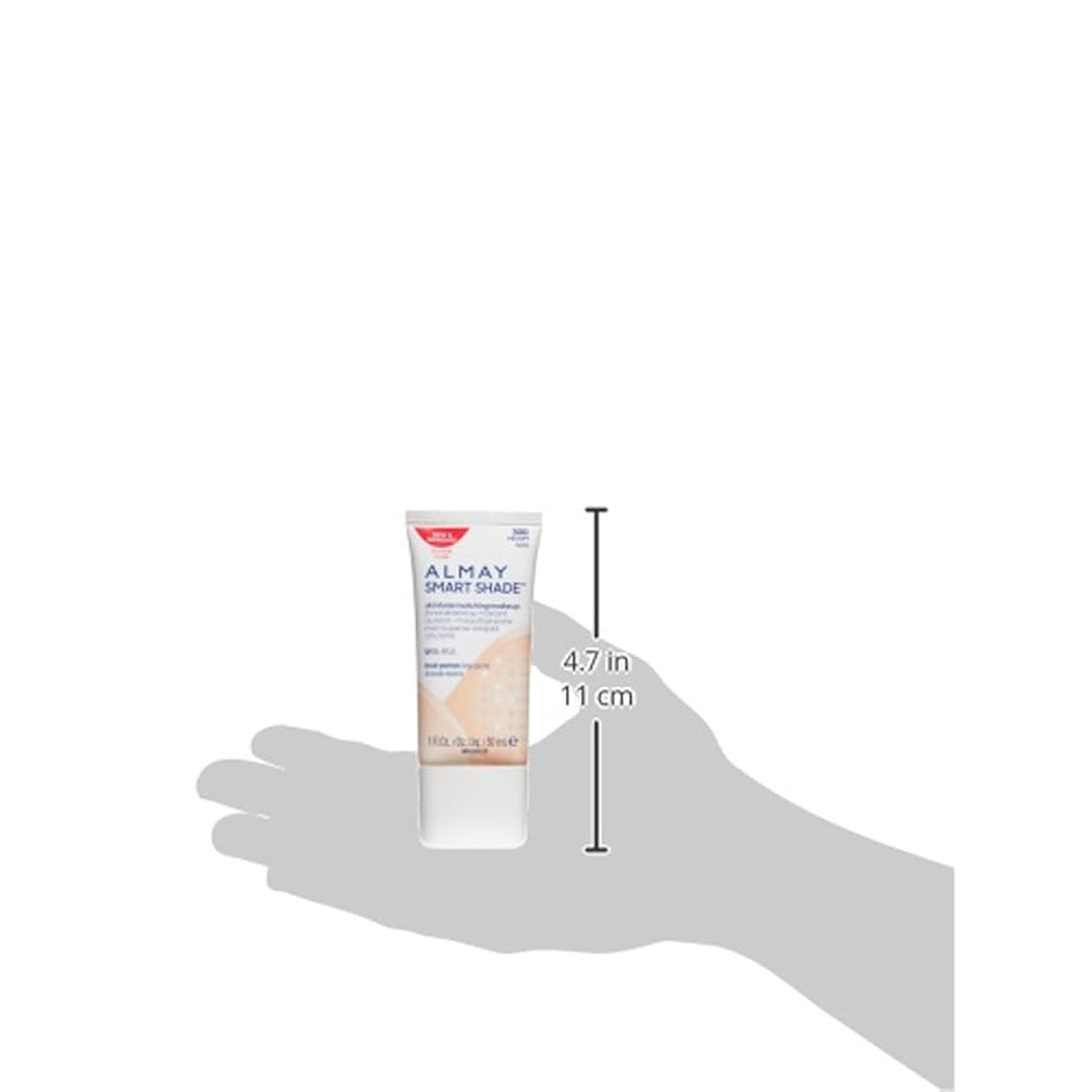 Almay Skintone Matching Foundation, Smart Shade Face Makeup with SPF 15, Hypoallergenic, Oil-Free, Dermatologist-Tested, 300 Straight Up Medium, 1 fl oz