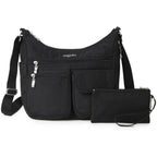 Baggallini womens Everywhere Bagg Crossbody Women 11x9 Lightweight Nylon Hobo Water-resistant Travel Bag W/Rfid