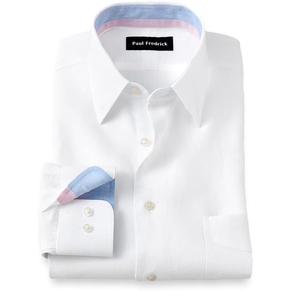 Paul Fredrick Men'S Classic Fit Non-Iron Linen Solid Dress Shirt