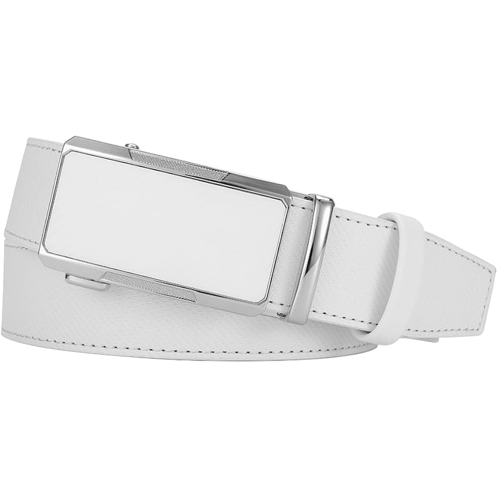 Men'S Adjustable Ratchet Belt -White Leather Dress Belt For Men, Customizable Fit, Easy To Use, Maximum Durability