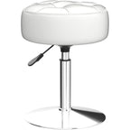 Lue Bona Adjustable Vanity Stool, 360 Swivel Chair For Makeup Room, White Faux Leather Stool For Bathroom & Living Room