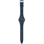 Swatch Gent Biosourced Unisex Watch Casual Polymer Blue Quartz Waterproof Trendy Lines At Night