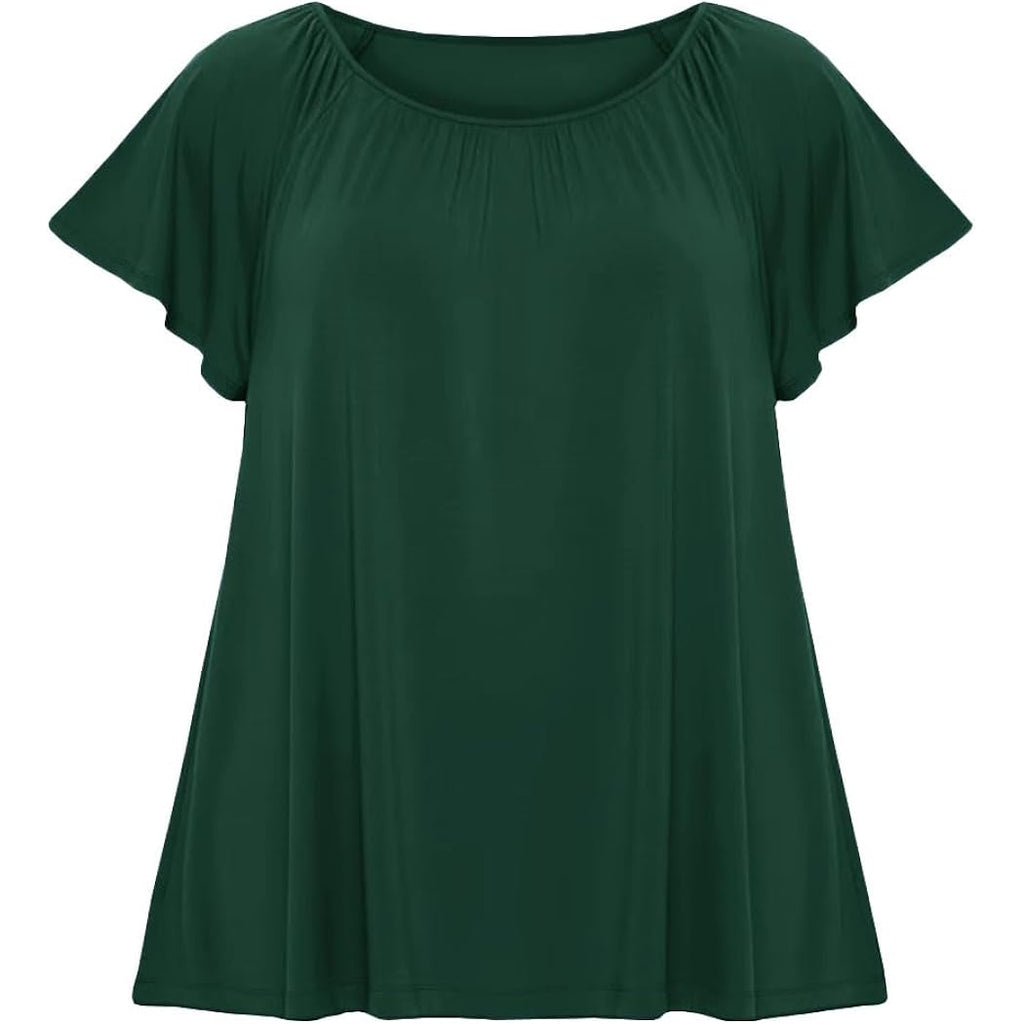 Womens Plus Size Tunic Tops Short Sleeve Summer Crew Neck Shirts Casual Soft Blouse 1X-4X