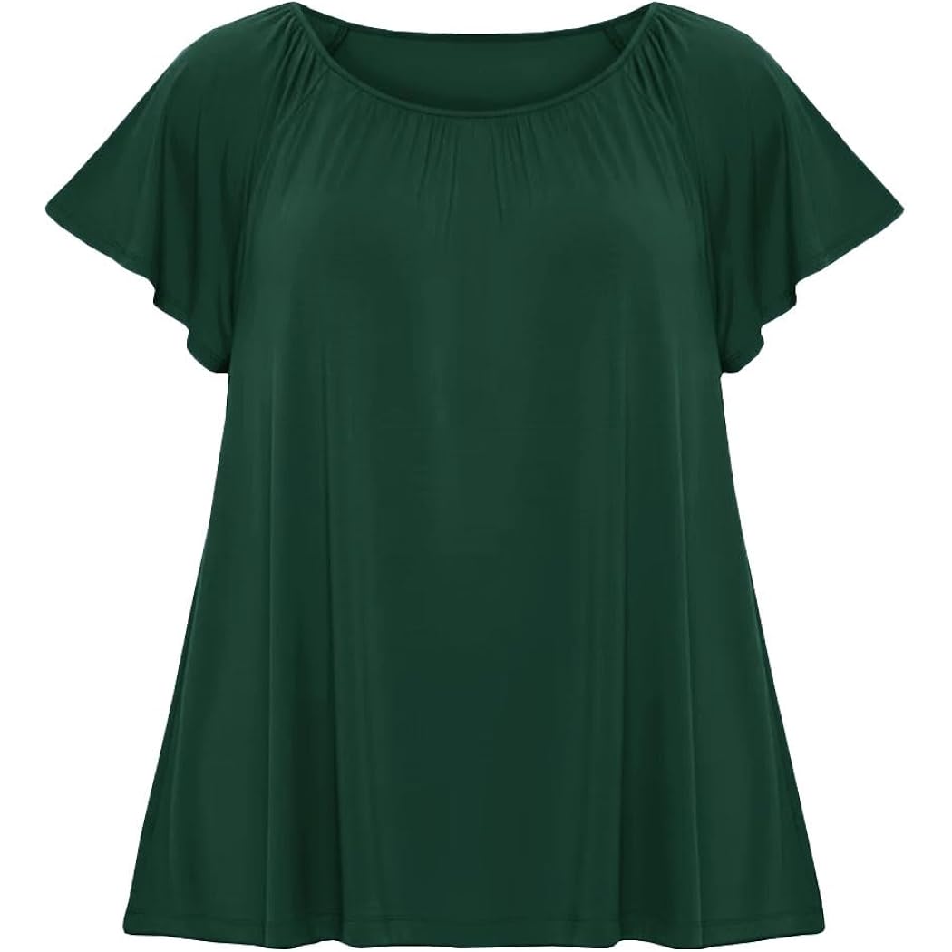 Womens Plus Size Tunic Tops Short Sleeve Summer Crew Neck Shirts Casual Soft Blouse 1X-4X
