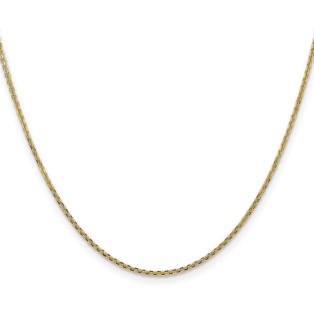 JewelryWeb 14k Yellow Gold Polished 1.3mm Solid Sparkle-Cut Cable Chain Necklace Lobster Claw Chain Necklace for Women and Men
