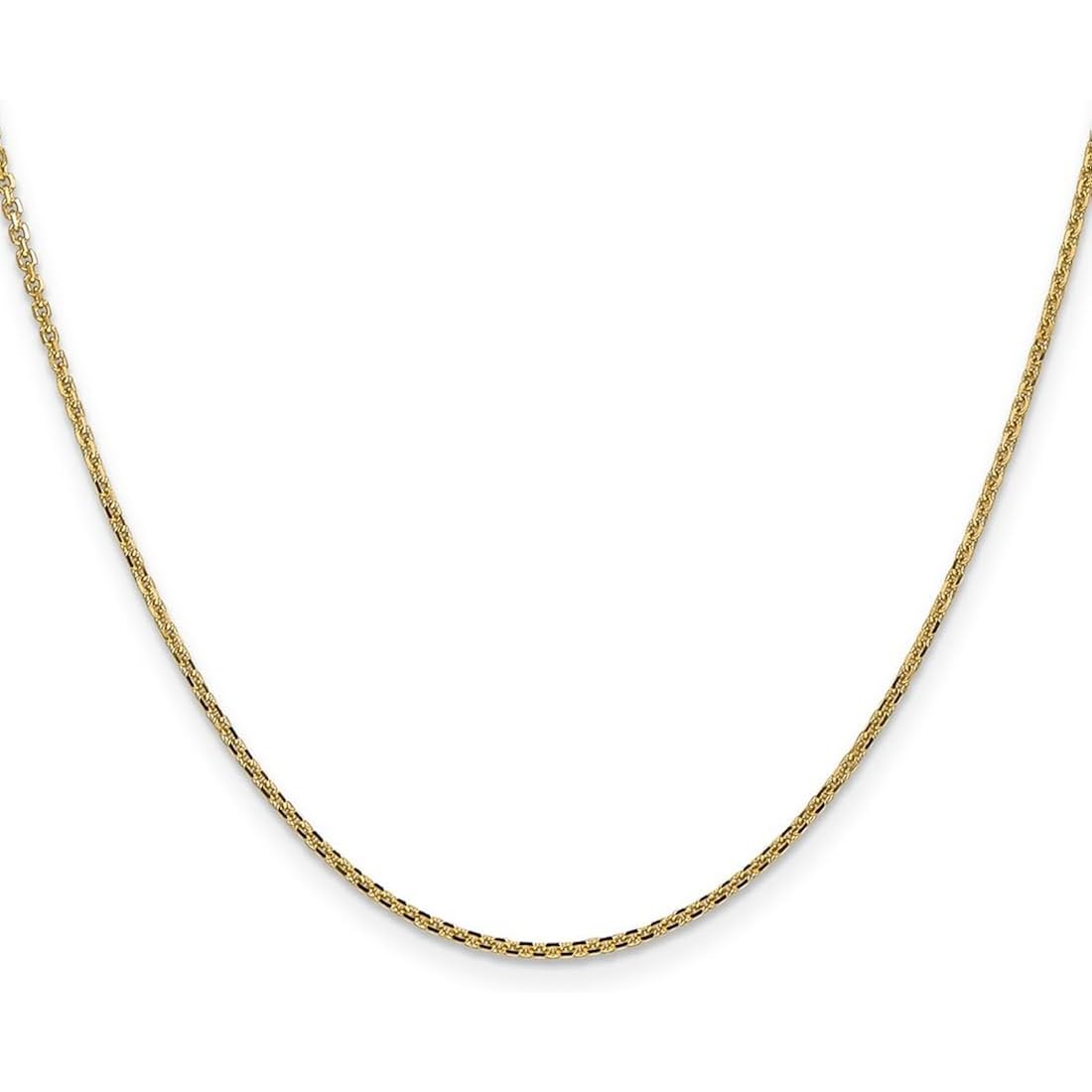 JewelryWeb 14k Yellow Gold Polished 1.3mm Solid Sparkle-Cut Cable Chain Necklace Lobster Claw Chain Necklace for Women and Men