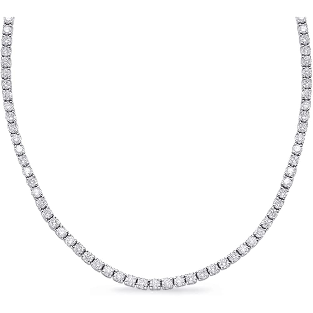 Houston Diamond District 3 to 50 Carat LAB GROWN 17" Straight and Graduating Diamond Tennis Riviera Necklace (D-E Color, VS1-VS2 Clarity)