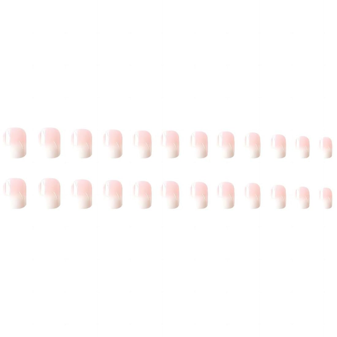 White Press on Nails Short Square Solid Color Ombre Fake Nails with Glue Natural Acrylic False Nails Stick on Nails for Women Girls Gift, Gel Nail Kit, Polish-Free Solid Color Manicure 24Pcs