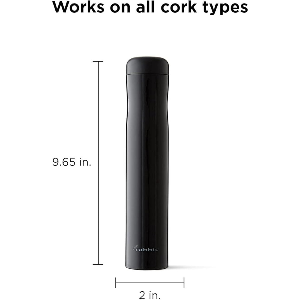 Rabbit Automatic Electric Corkscrew Wine Opener, Cordless Rechargeable, One-Touch Operation, Sleek Shiny Black Finish, Easy To Use For Wine Lovers